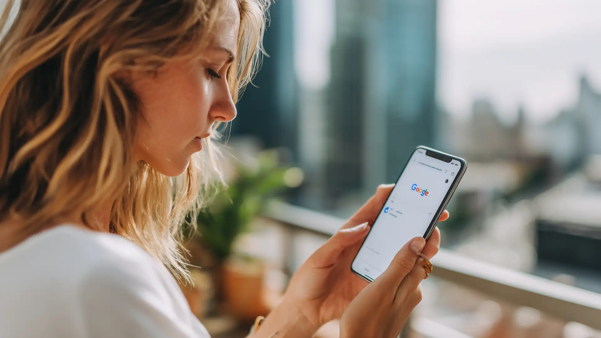User creating Google account on her phone